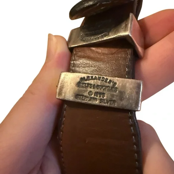 Alexander’s Belt 1995 925 Sterling Silver 1” Black/Brown Reversible Leather 46